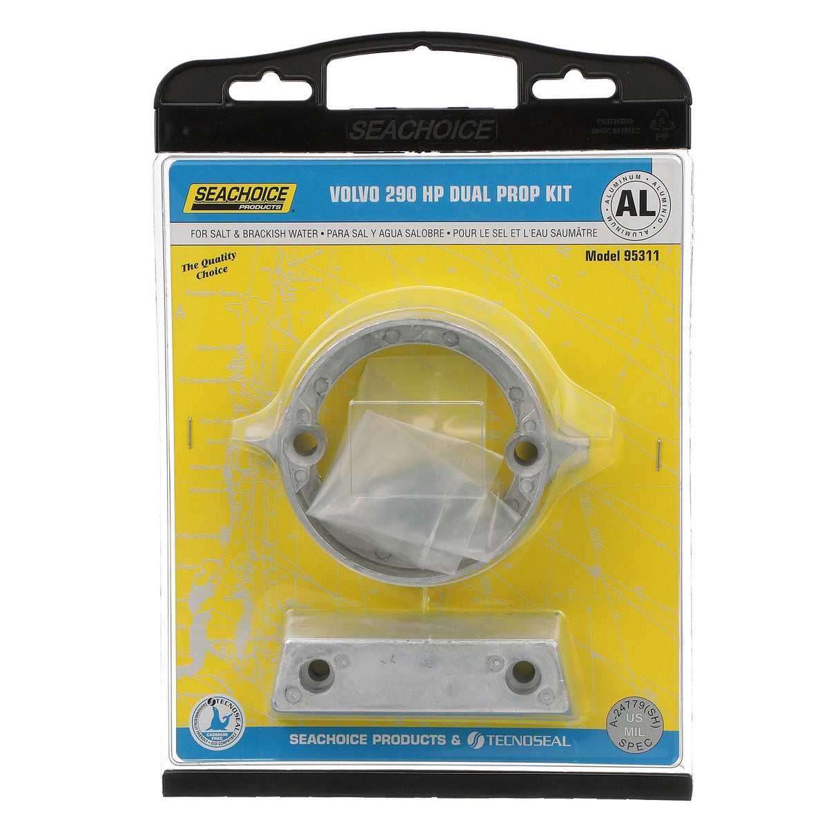 Seachoice Anode Kit, Volvo 290hp Dual Prop, Aluminum, Cadmium-Free, Environmentally Friendly