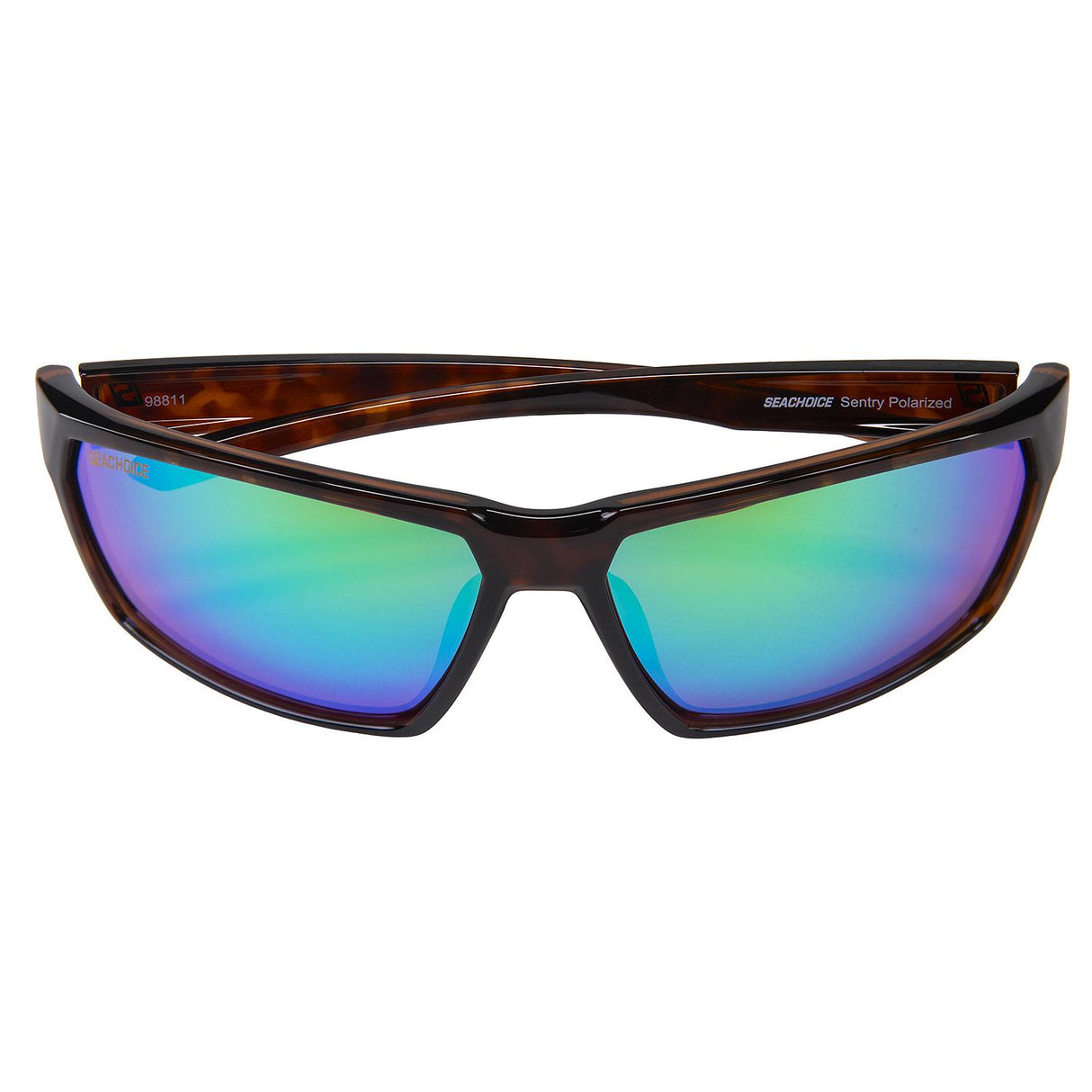 Seachoice 98811 "Sentry" Polarized Sunglasses, Frame: Shiny Tortoise, Lens: Green Mirror