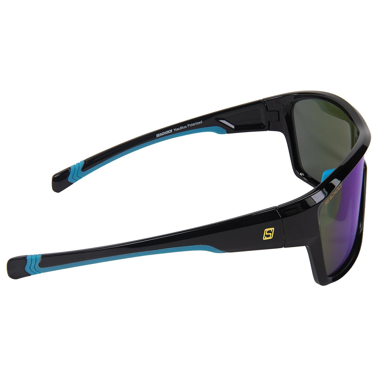 Seachoice 98817 "Nautilus" Polarized Sunglasses, Frame: Shiny Black, Lens: Blue Mirror