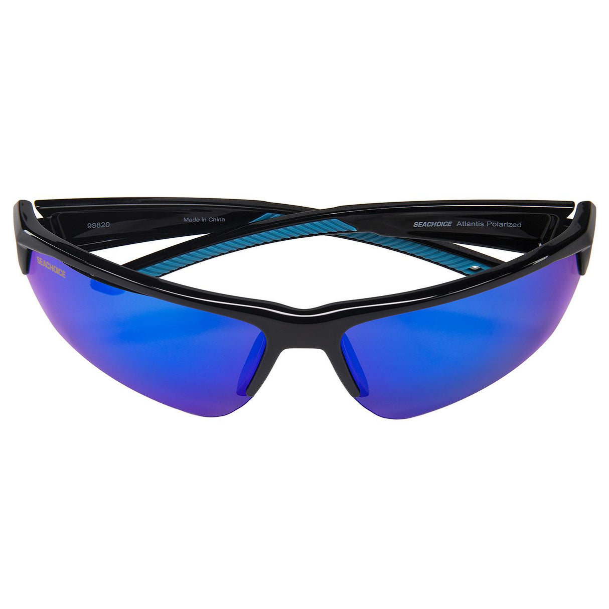 Seachoice 98820 "Atlantis" Polarized Sunglasses, Frame: Shiny Black, Lens: Blue Mirror