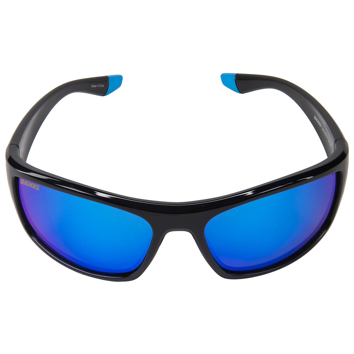 Seachoice 98831 "Cascades" Polarized Sunglasses, Frame: Shiny Black, Lens: Blue Mirror