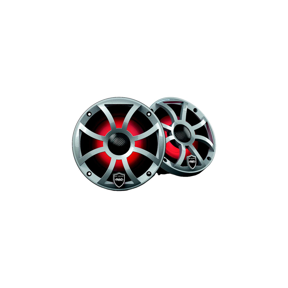 Wet Sounds REVO6XSSV3 Revo Series High-Output Coaxial Speakers - XS-Silver RGB Grilles, 6.5" diameter