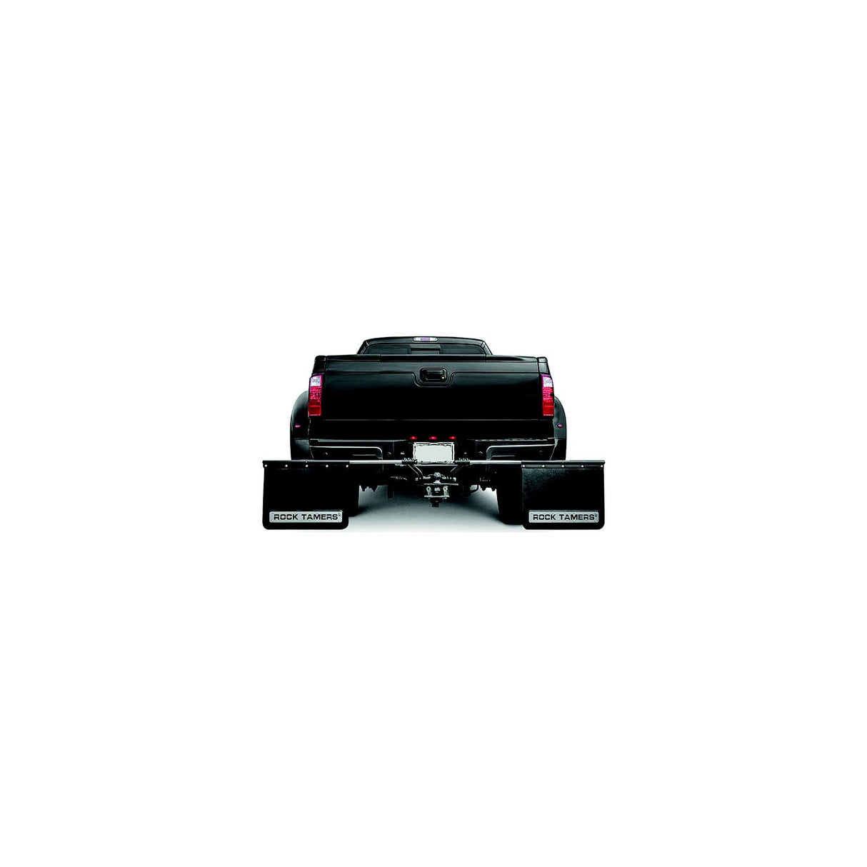 Rock Tamers 00108 Matte Black Adjustable 24" x 24" Rubber Mudflap System & Stainless Steel Trim Plates for 2" Receiver