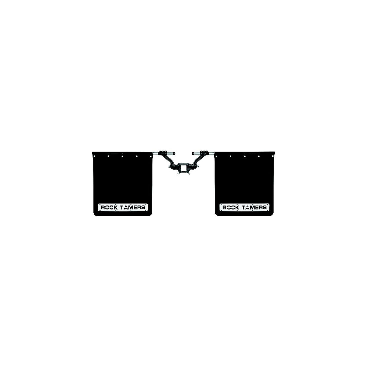 Rock Tamers 00110 Matte Black Adjustable 24" x 24" Rubber Mudflap System & Stainless Steel Trim Plates for 2-1/2" Receiver