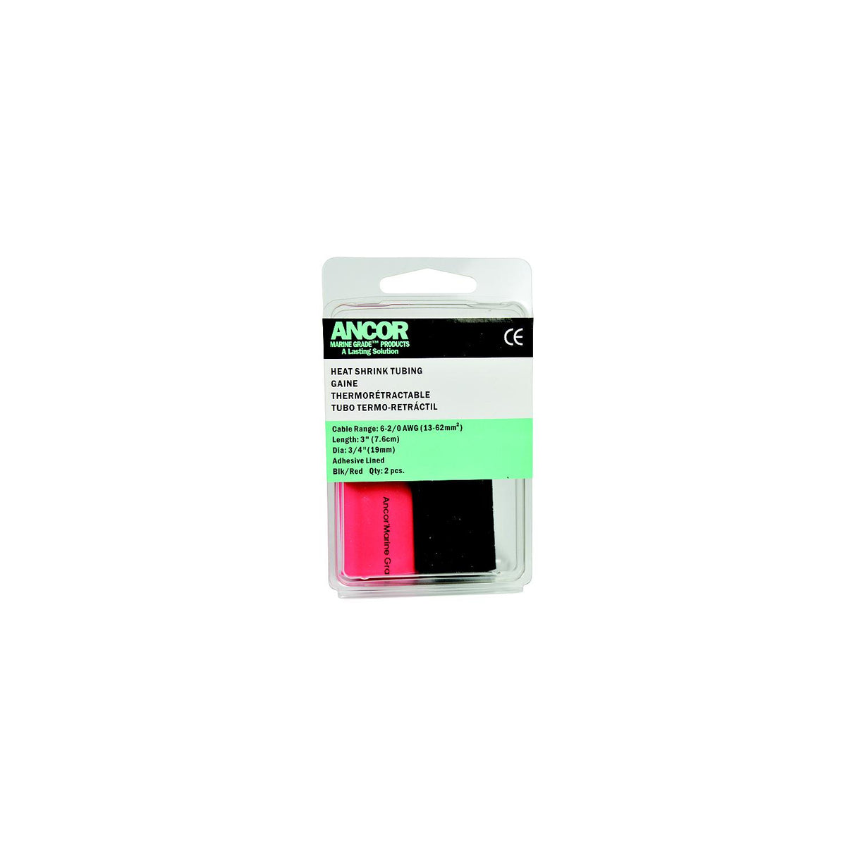 Ancor 306602 Marine Grade™ Adhesive Lined Heat Shrink Tubing, 3/4" x 3" , Black/Red, 1/1/Pk