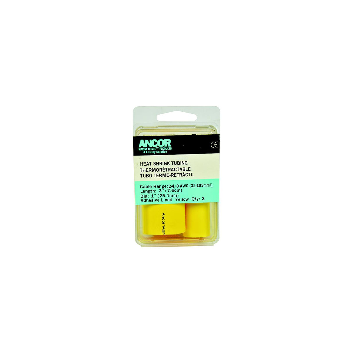 Ancor 307924 Marine Grade™ Adhesive Lined Heat Shrink Tubing, 1" x 12", Yellow, 3/Pk