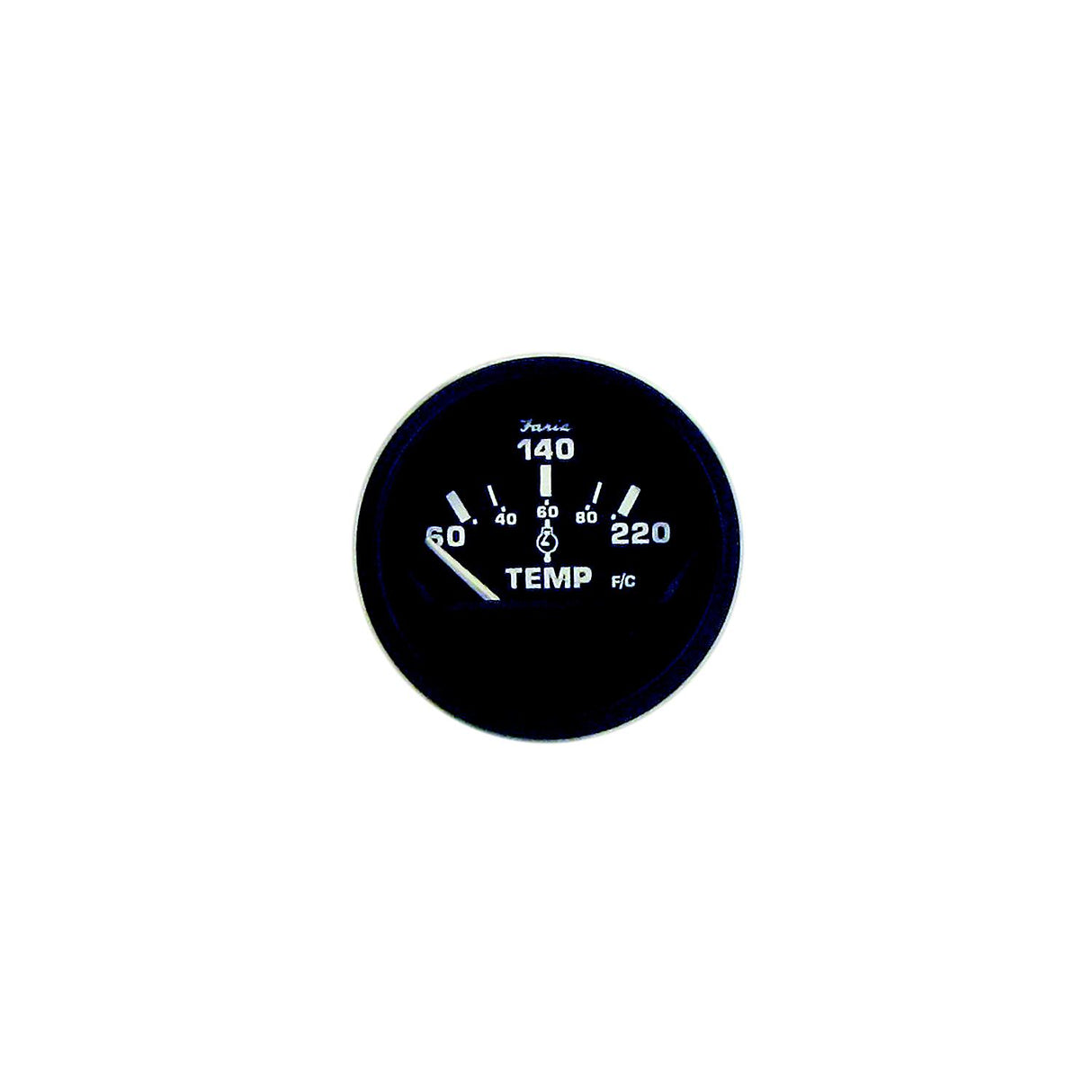 Faria 12819 Euro Black 2" Cylinder Head Temperature Gauge With Sender (60-220F)