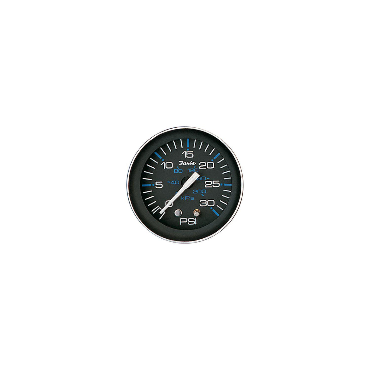 Faria Coral Black 2" Water Pressure Gauge Kit 30 PSI