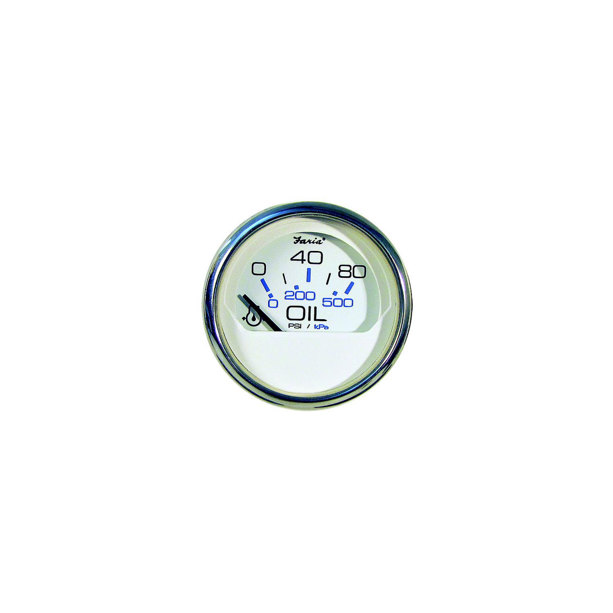 Faria Chesapeake SS White 2" Gauge - Oil Pressure Gauge 80 PSI