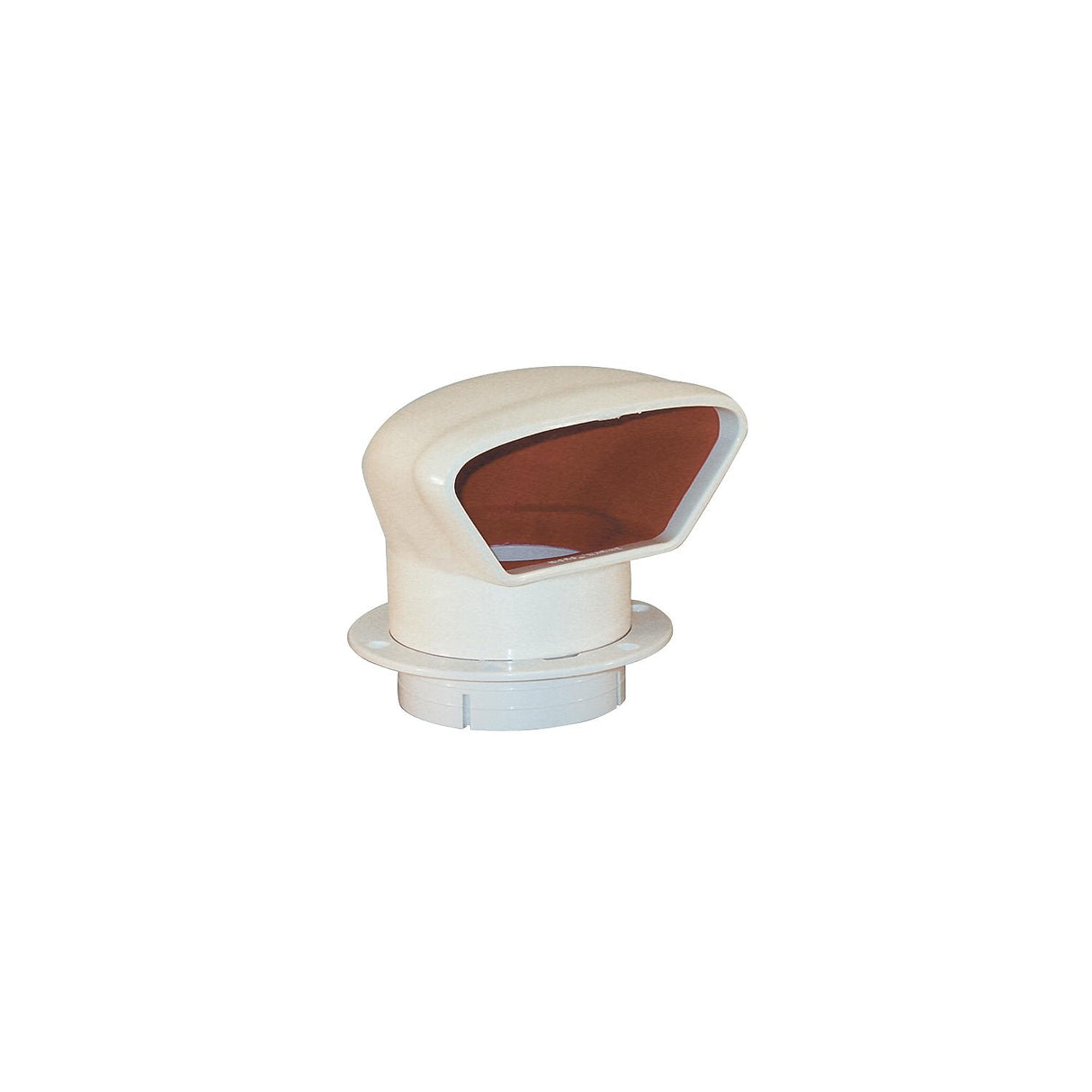 Marinco Snap-In Deluxe Low Profile PVC Cowl Vent, White With Bright Red Interior (Includes White Snap-In Deck Plate and Cover)