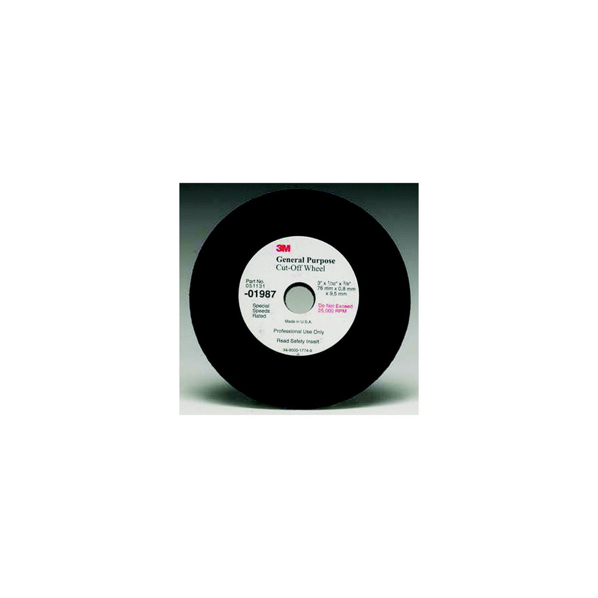 3M 01987 Cut Off Wheel 3" x 1/32 x 3/8