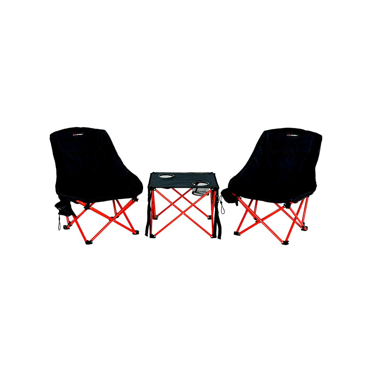 Lippert 2023053719 Baja™ Overlanding Chair & Table Set - Dark Grey / Red, 250 lbs. (Chair) 45 lbs. (Table), 24" x 24" x 28-1/2"- Chair
19" x 19" x 15"- Table