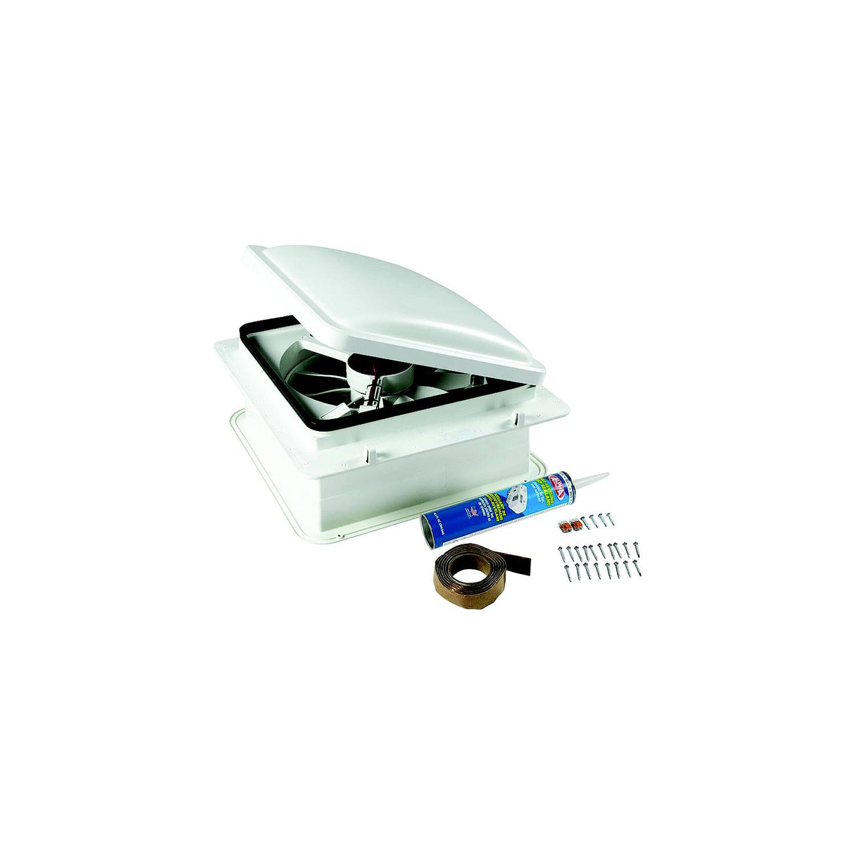 Furrion 2023042193 RV Roof Vent Fan with Lid Install Kit, White, 14"
