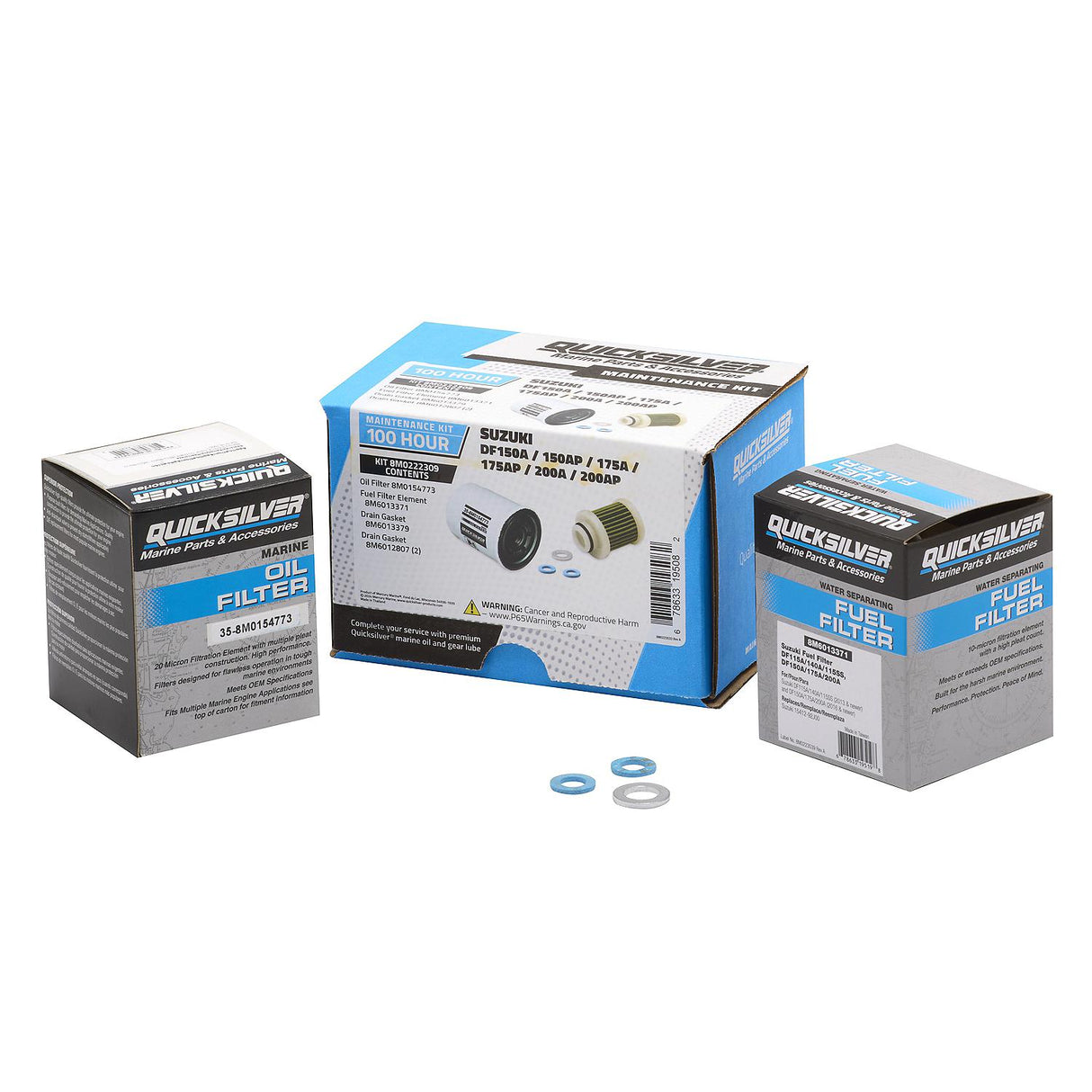 Quicksilver 8M0222309 100 Hour Maintenance Kit, Suzuki DF150A/150AP/175A/175AP/200A/200AP