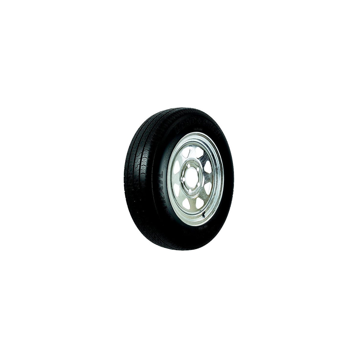 Loadstar Bias Tire and Wheel (Rim) Assembly KR25 ST145/R-12 5-Hole 8 Ply, Galvanized, Spoke