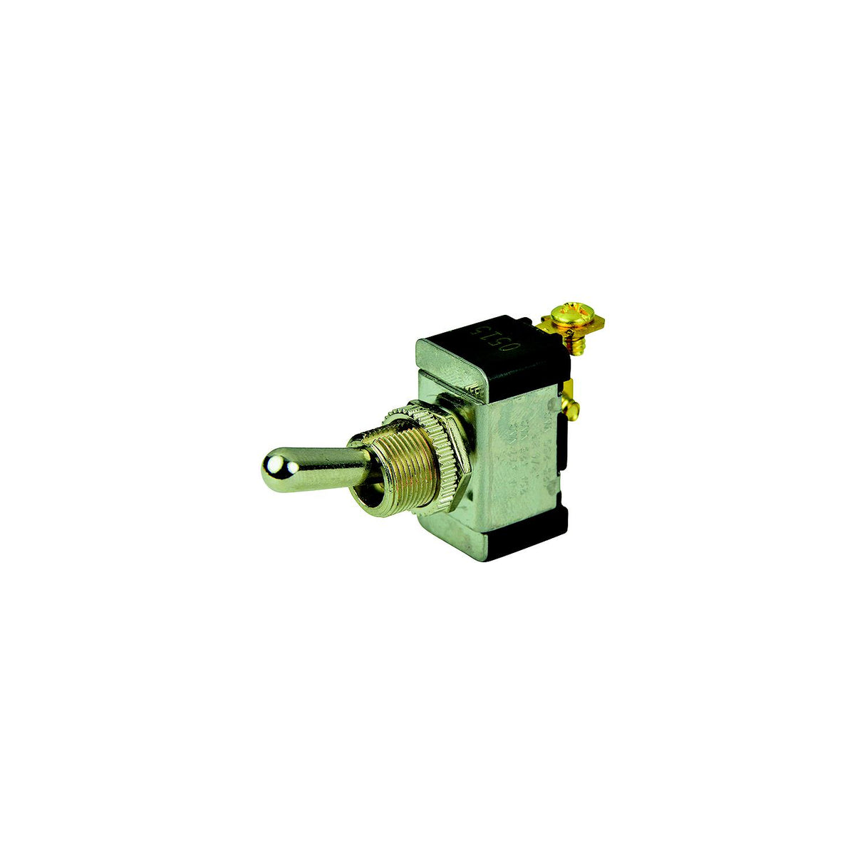 BEP 1002002 Chrome Plated Toggle Switch, Off-(On), SPST, #6–32 Screw Terminals
