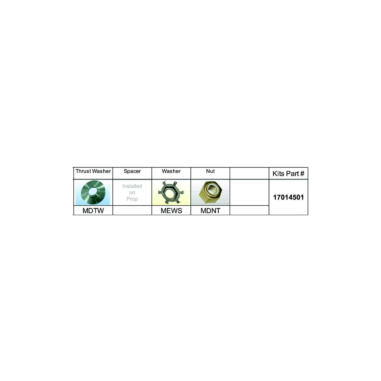 Solas 17014501 Fixed Hub Prop Hardware Kit - Mercury, Type D