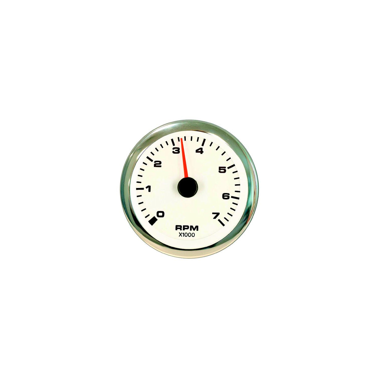 Sierra 62561P White Premier Pro Series 3" Stainless Steel Outboard & 4 Stroke Gas Engine 0-7,000 RPM Dial Range Tachometer Gauge with Outboard Alternator or Coil Sender Code