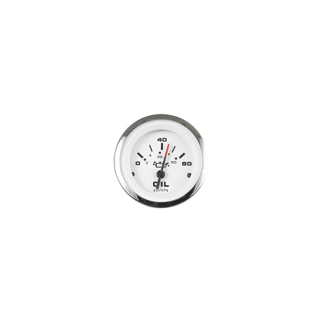 Sierra 65501P Lido Series 2" White & Stainless Steel 0-80 PSI Dial Range Oil Pressure Gauge with IA 15001-Single/IA15003 Dual Station Sender Code