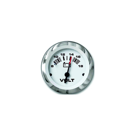 Sierra 65506P Lido Series 2" White & Stainless Steel 12V 8-18 VDC Dial Range Voltmeter Gauge