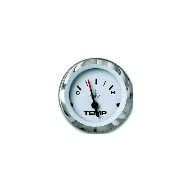 Sierra 65508P Lido Series 2" White & Stainless Steel Outboard Electric Motor Hot-Cold Dial Range Water Temperature Gauge Kit