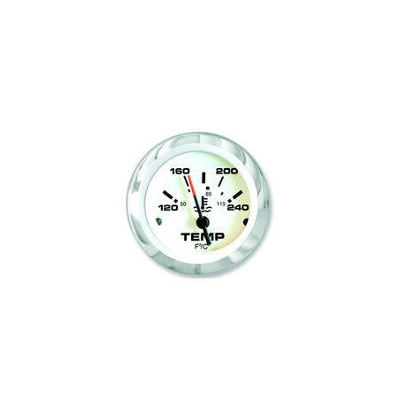Sierra 65509P Lido Series 2" White & Stainless Steel 120-240 F Dial Range Water Temperature Gauge & Requires "D" Sender Code