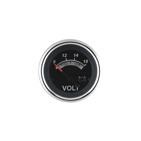 Sierra 67019P Black Sterling Series 2" Stainless Steel 8-18 VDC Dial Range Voltmeter Gauge