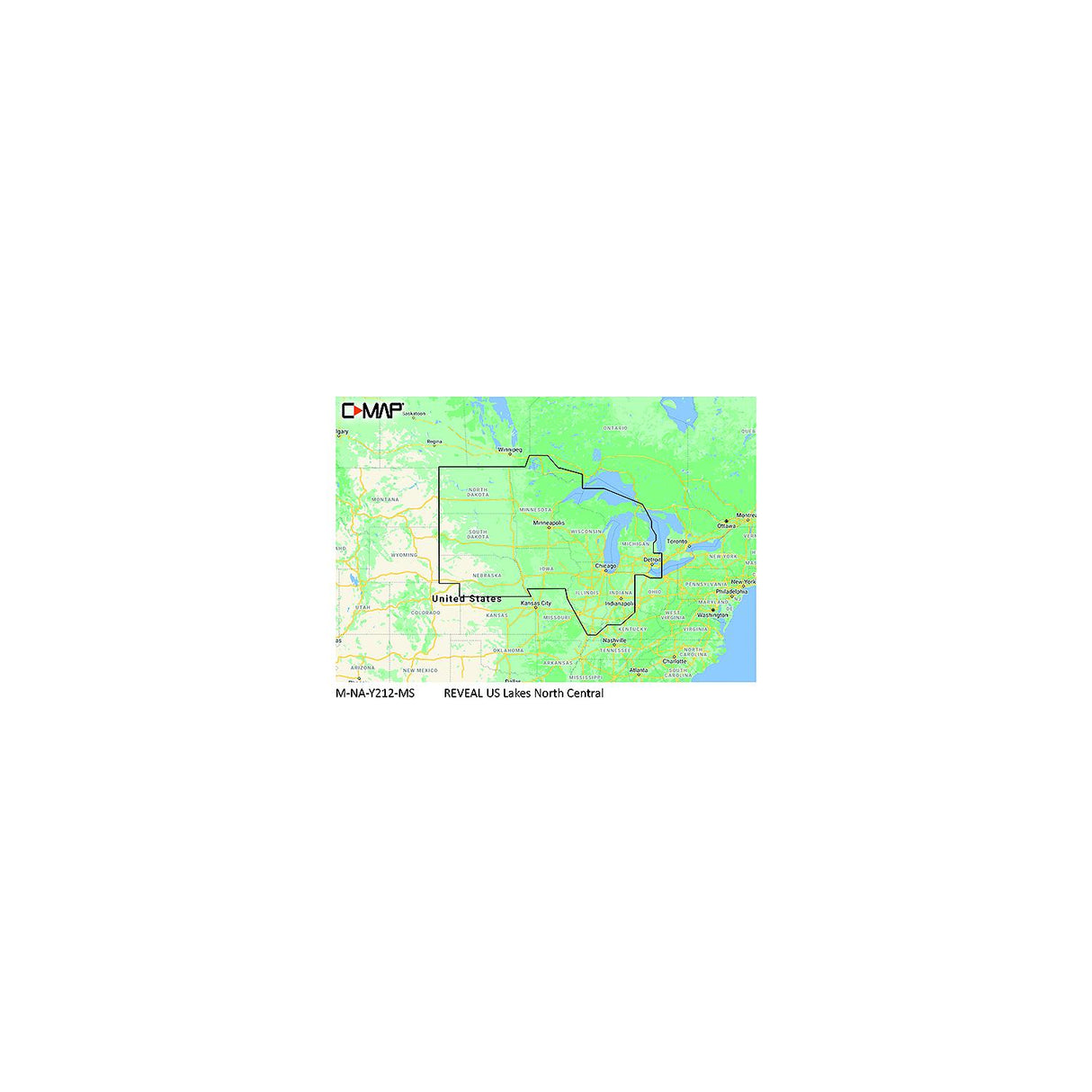 C-Map MNAY212MS Reveal Chart, US Lakes North Central