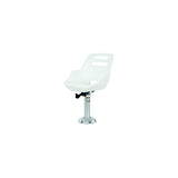Springfield Admiral Fixed Height Chair Package, White (Includes Seat With Low Profile Armrest, No Cushions, Pedestal With Floor Base, Mounting Plate and Locking Swivel)