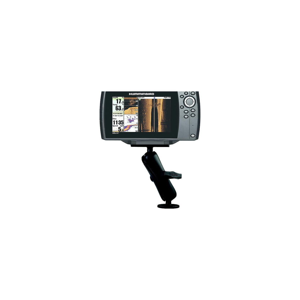RAM 1.5" Ball Mount with 2.5" Round Base & 2" x 4" Plate for the Humminbird Helix 7 ONLY