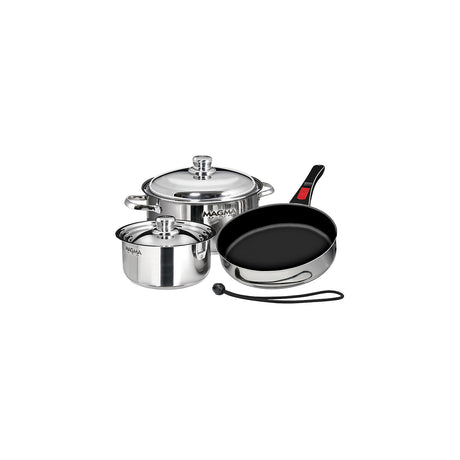 Magma A10-363-2-IND Stainless Steel Induction Compatible Non-Stick 7 Piece "Nesting" Cookware Set