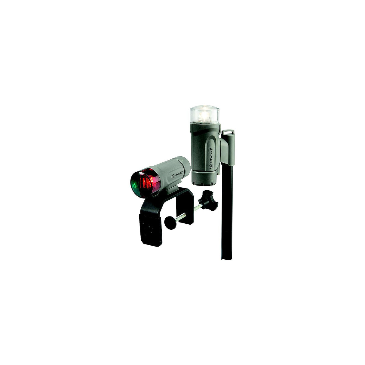 Attwood 141927 Deck Mount Portable LED Nav Light Kit w/Telescoping Pole, Marine Gray