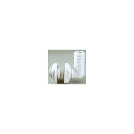 Attwood Thru Hull Connector For Hose, White, 90 Degree - 3/4"
