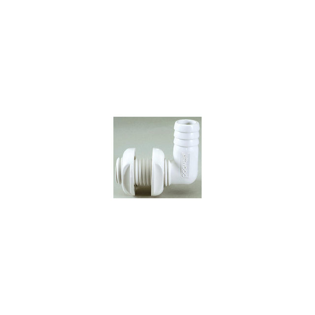 Attwood Thru Hull Connector For Hose, White, 90 Degree - 3/4"
