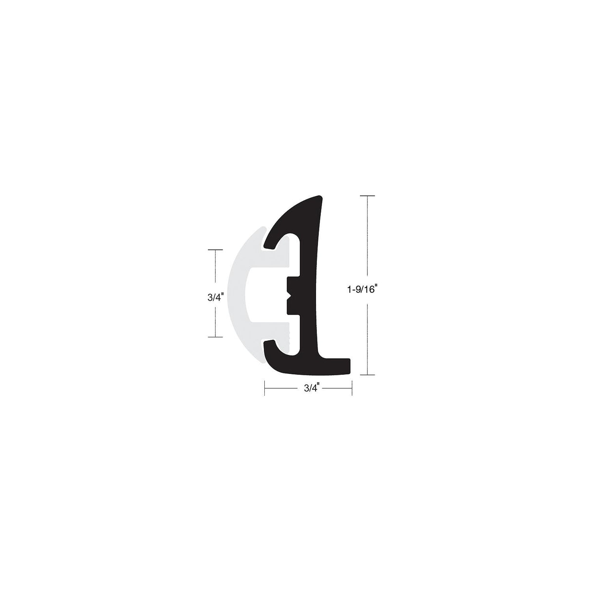 Black Semi-Rigid Rubrail w/Inser