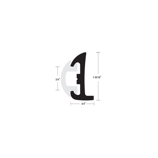 Black Semi-Rigid Rubrail w/Inser