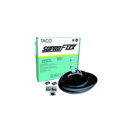 TACO V119991BBK602 Semi-Rigid SuproFlex Small Rub Rail Kit w/Flexible Vinyl Overlay Insert, 1-5/8" X 7/8", Black