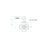 Groco FV-550L Bronze 5-Way Tank Selector Valve 1/2" Full Flow