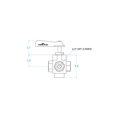 Groco FV-550L Bronze 5-Way Tank Selector Valve 1/2" Full Flow