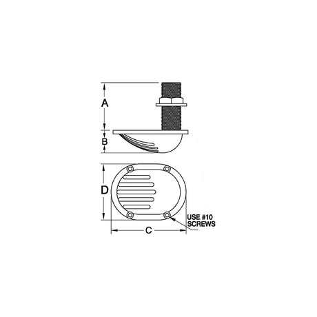 3/4" Scoop Thru-Hull w/Nut