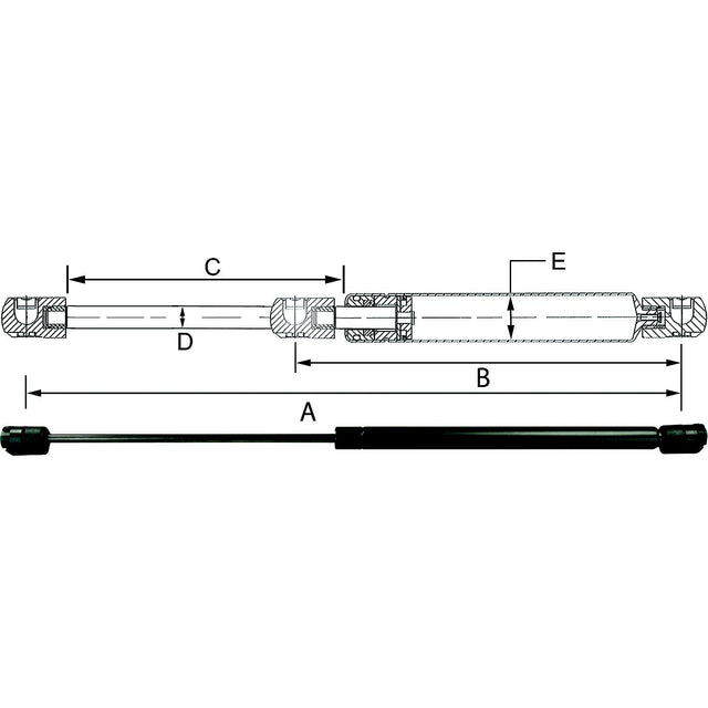 JR Products Hardline Black Nitride Shaft Gas Spring