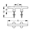 SeaDog 044206 Open Base Chrome Zinc Stud Mount 6" Cleat