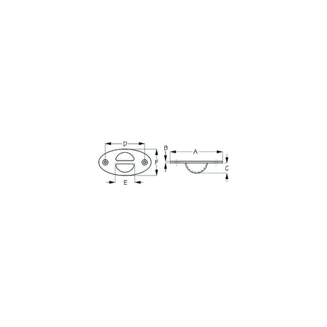 Sea-Dog 0761021 Recessed Anchor Point, A=4", B=1/8", C=3/4", D=1-1/2" F= 2", #10 FH