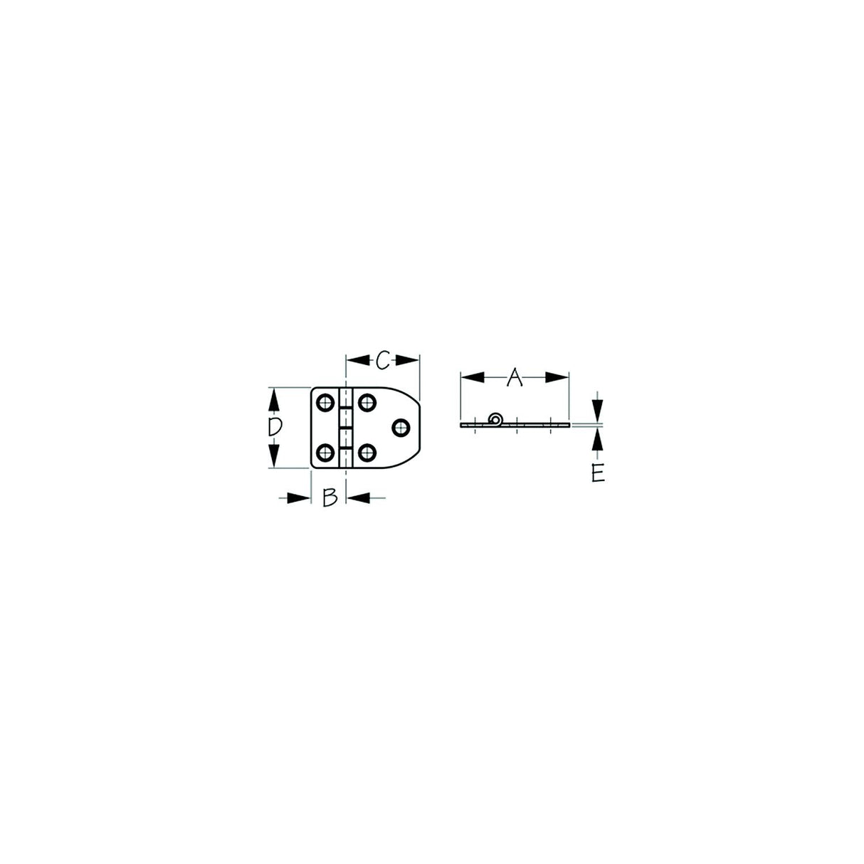 Sea-Dog 2010201 Stainless Door Hinge Short Side Door Hinge #8, 2/cd
