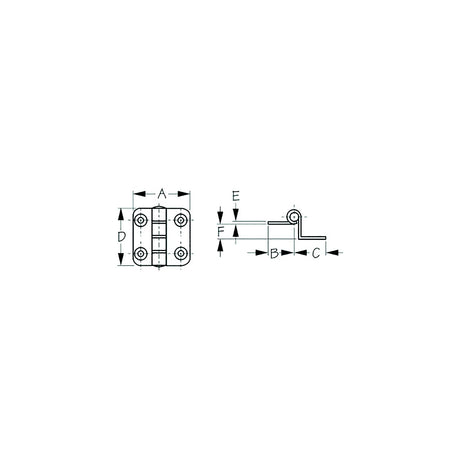 Sea-Dog 2035901 Dampening Offset Butt Hinge, #8 FH, Weight= .09/ .18, A= 1-1/2", B= 3/4", C=3/4" , D= 1-1/2", E= 1/16", 3/8"