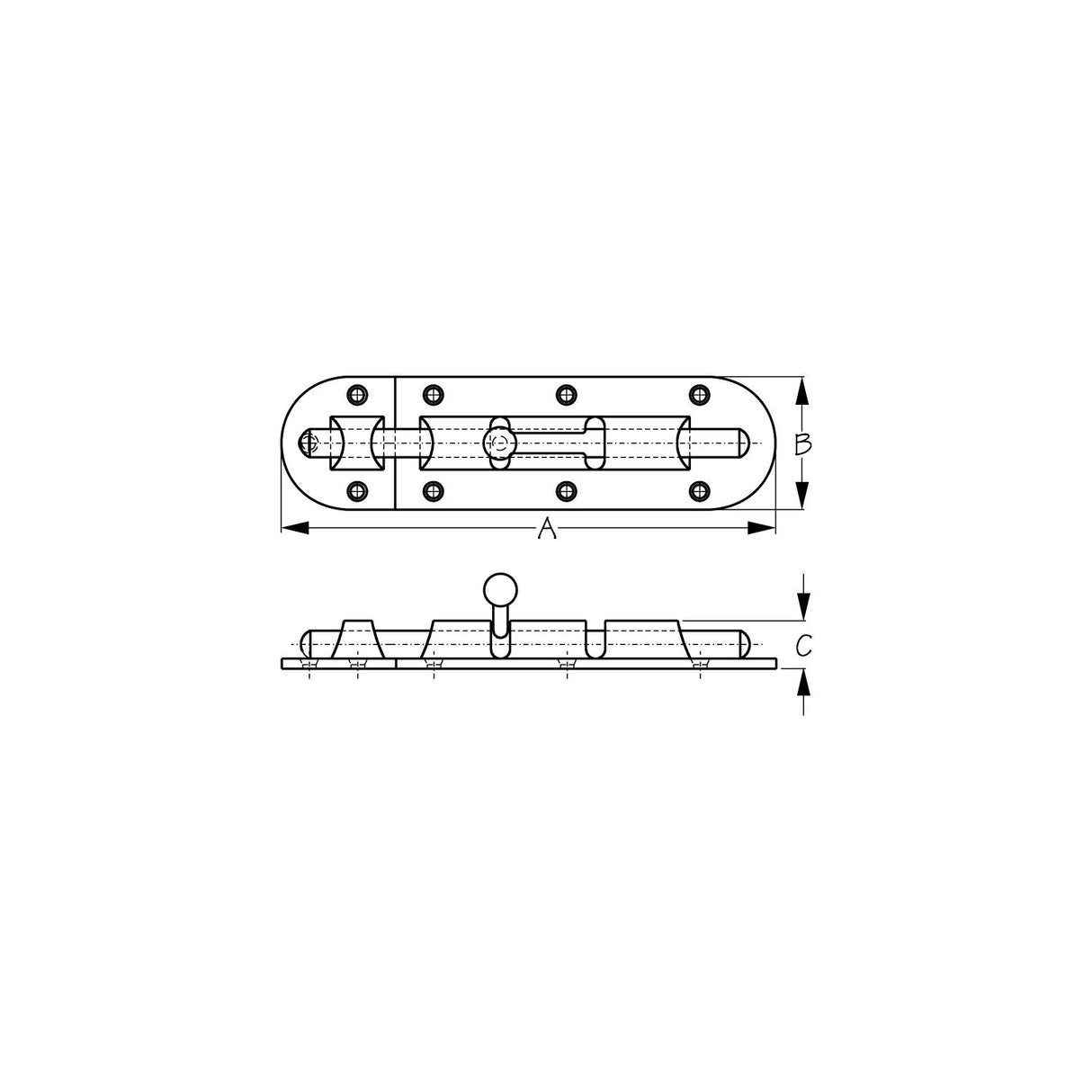 SeaDog 2212431 Heavy Duty Barrel Bolt, Investment Cast 316 Stainless Steel