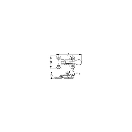 Sea-Dog 2211001 Anti-Rattle Fastener, Stainless Steel, A: 3", B: 3/4" C:1/4", D: 1-1/2", #10 FH