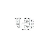 Sea-Dog 2223601 Door Stop Button, A=1-3/16" , B=1/2" C=1", D=1-3/4", E= 1-11/16" Chrome