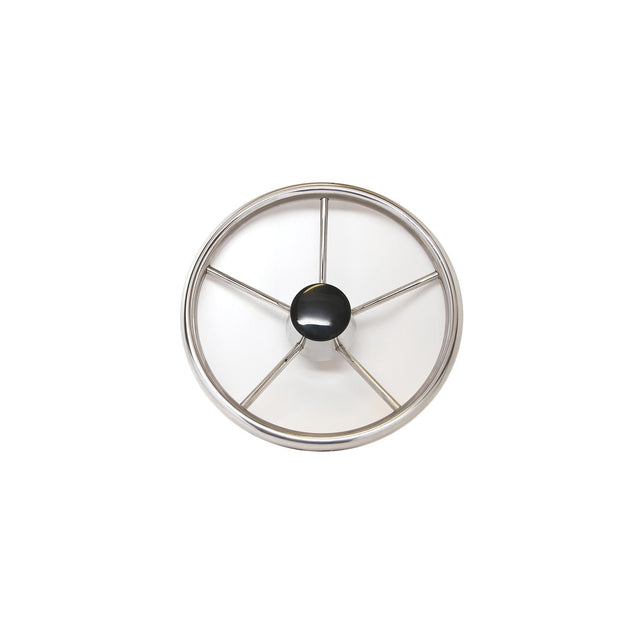 SeaDog 230215 15" 6-Spoke Stainless Steering Wheel w/Plastic Center Cap, 25° Dish