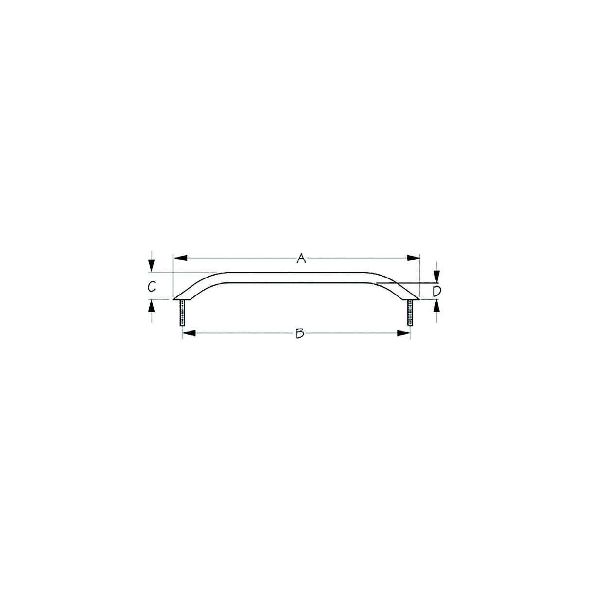 Sea-Dog 2546091 Stud Mount Handrail, Tube: 3/4", A:24", B:22-1/2", C:2", D:1-1/4" Fastener: 5/16"-18 Nut, Stainless